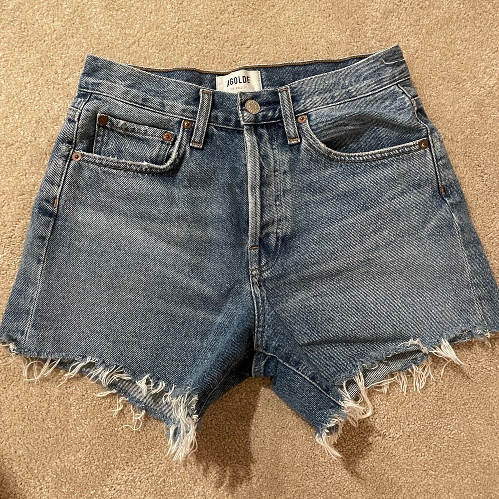 Agolde Parker Long Vintage Shorts. Like new. Size 25. Color is Skywave.